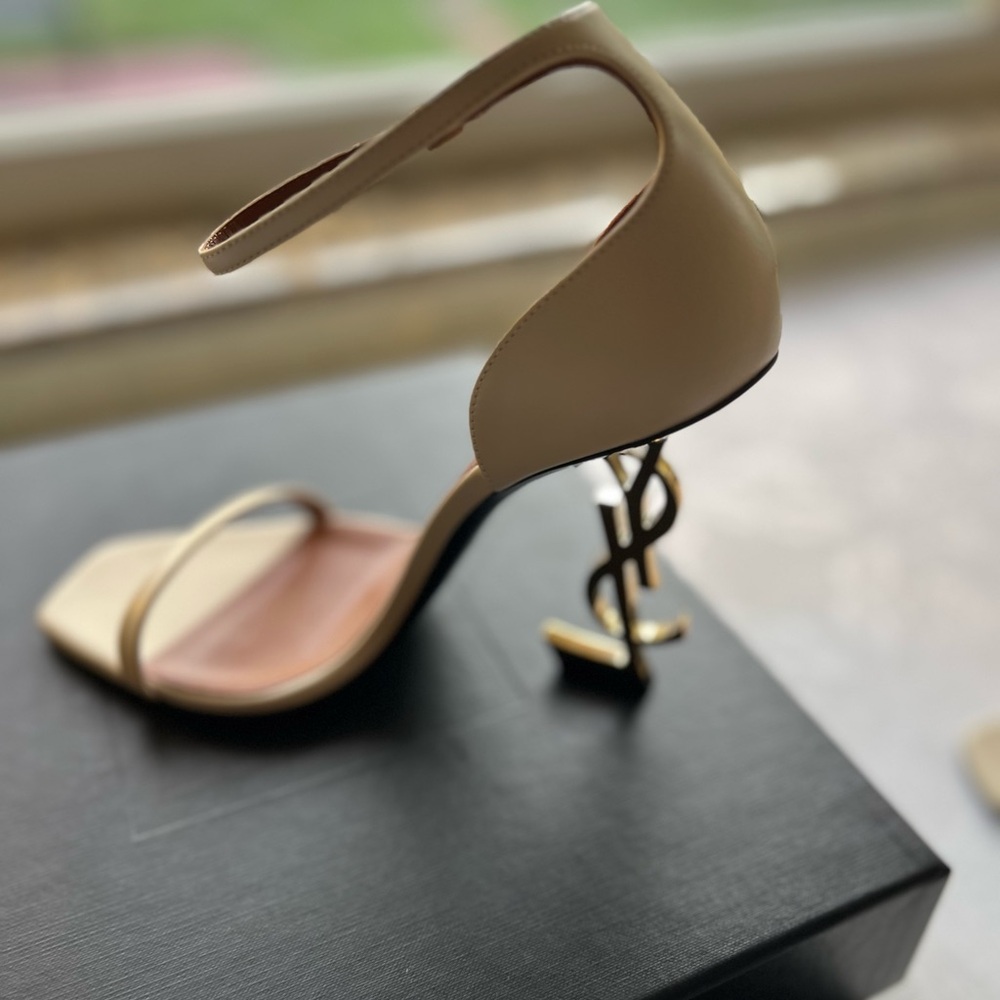Saint Laurent Beige Ankle Strap Heels, NWB - Picture 2 of 16